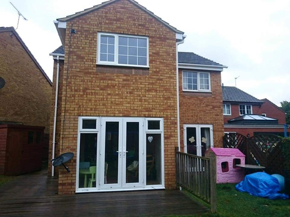 The existing single storey rear extension with French doors before the upper storey was added by DNR Build